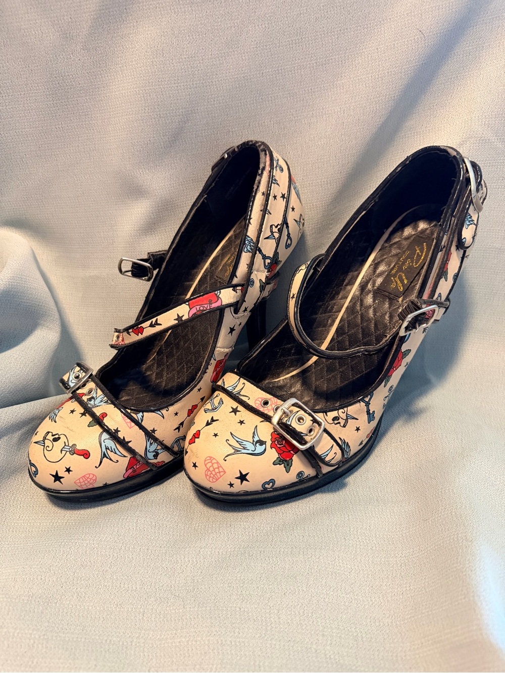 Pin Up Couture Tattoo Print Heels